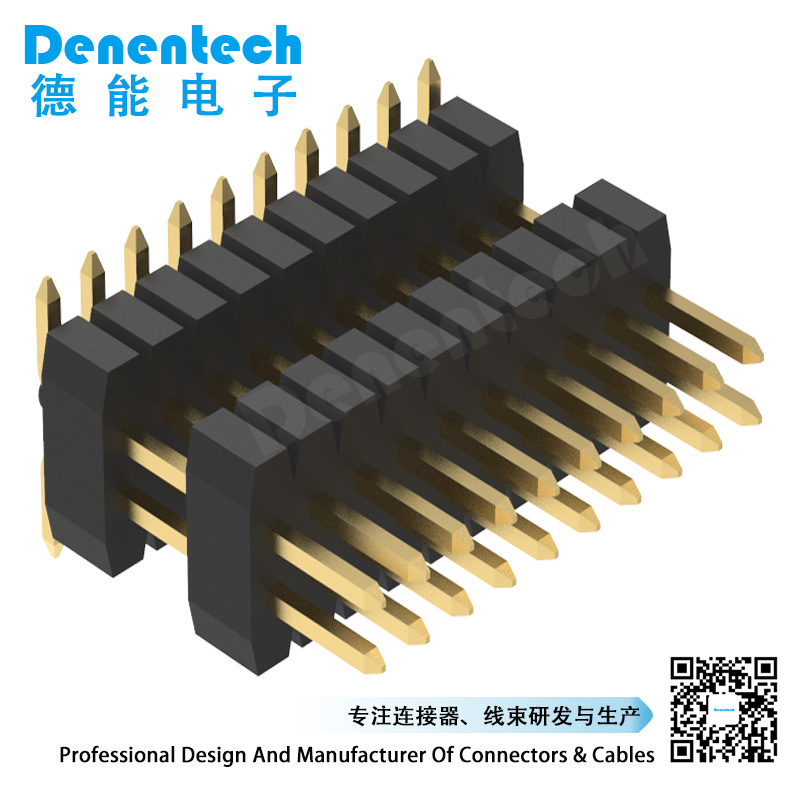 Denentech1.0mm pin header dual row dual plastic straight SMT with peg